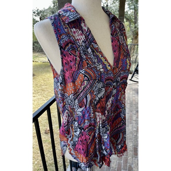 Maeve by Anthropologie Women’s Size Medium Whimsical Pintuck Button Sleeveless - Picture 4 of 14